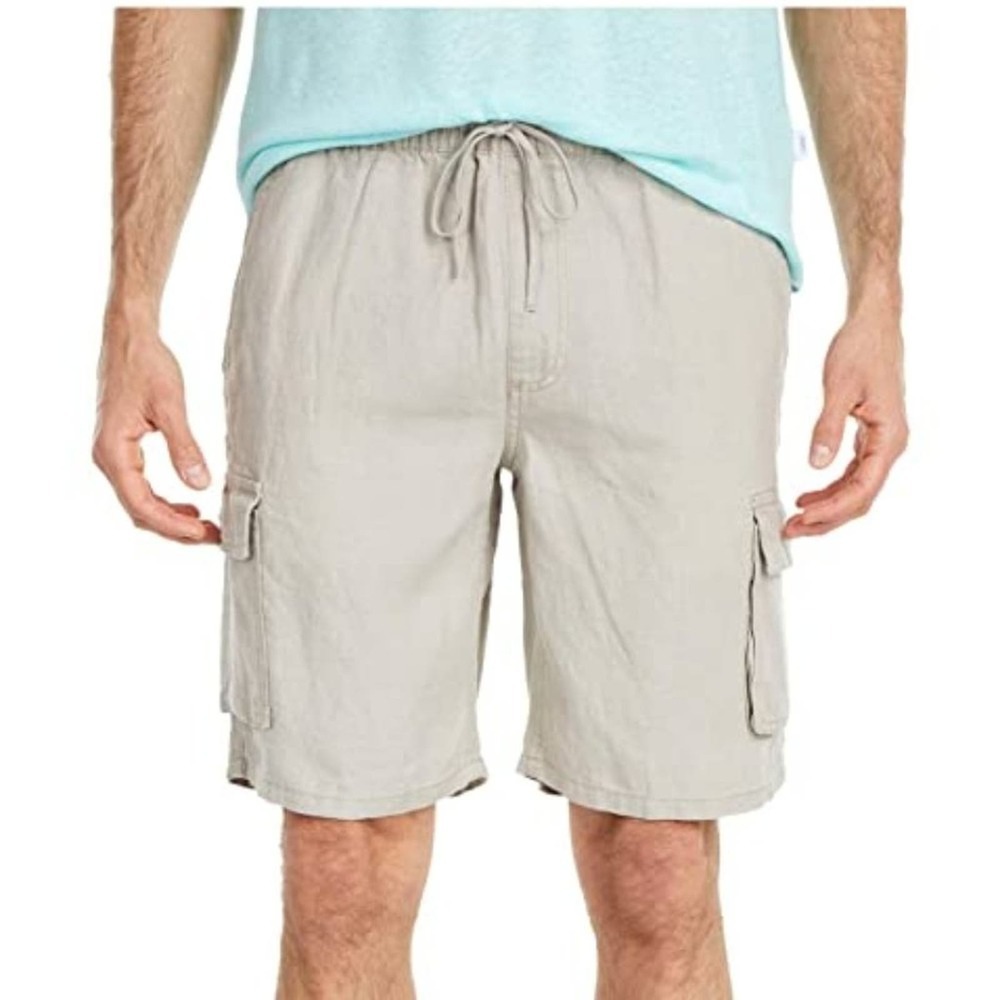 ONIA Tom Cargo Shorts Linen Cotton Tan Stretch Waist M Summer Lightweight